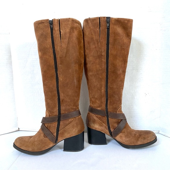 Bøc Dakota brown distressed strap suede tall riding boot Sz 8 - Picture 5 of 12